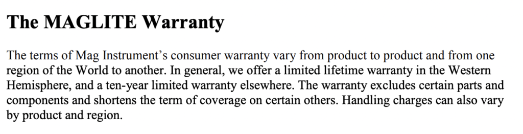 Maglite Flashlight Warranty