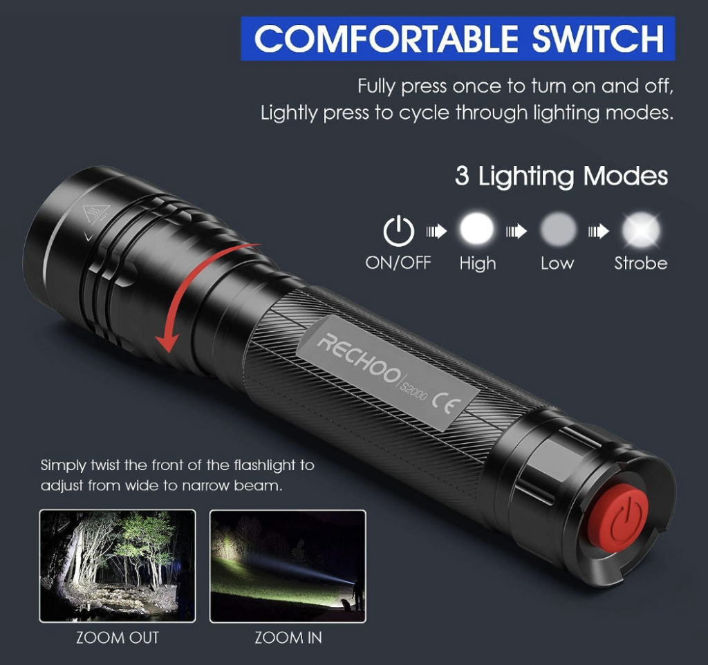 RECHOO Flashlight Reviews Beam Strength